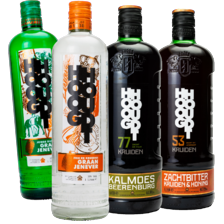 Hooghoudt graanjenever, jonge dubbele graanjenever, kalmoes beerenburg of zachtbitter